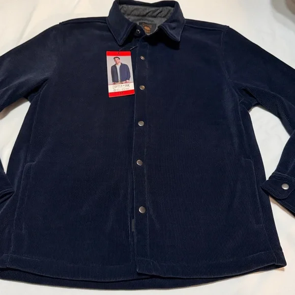 Copper Oak Men's Navy Blue Corduroy Fleece Jacket M, L NWT - Picture 3 of 13